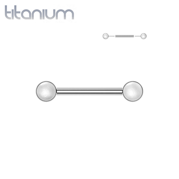 Implant Grade Titanium Bezel Pearl Threadless Push In Straight Barbell Nipple Ring - Pierced Universe