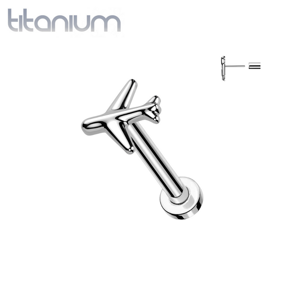 Implant Grade Titanium Minimal Airplane Threadless Labret With Flat Back - Pierced Universe