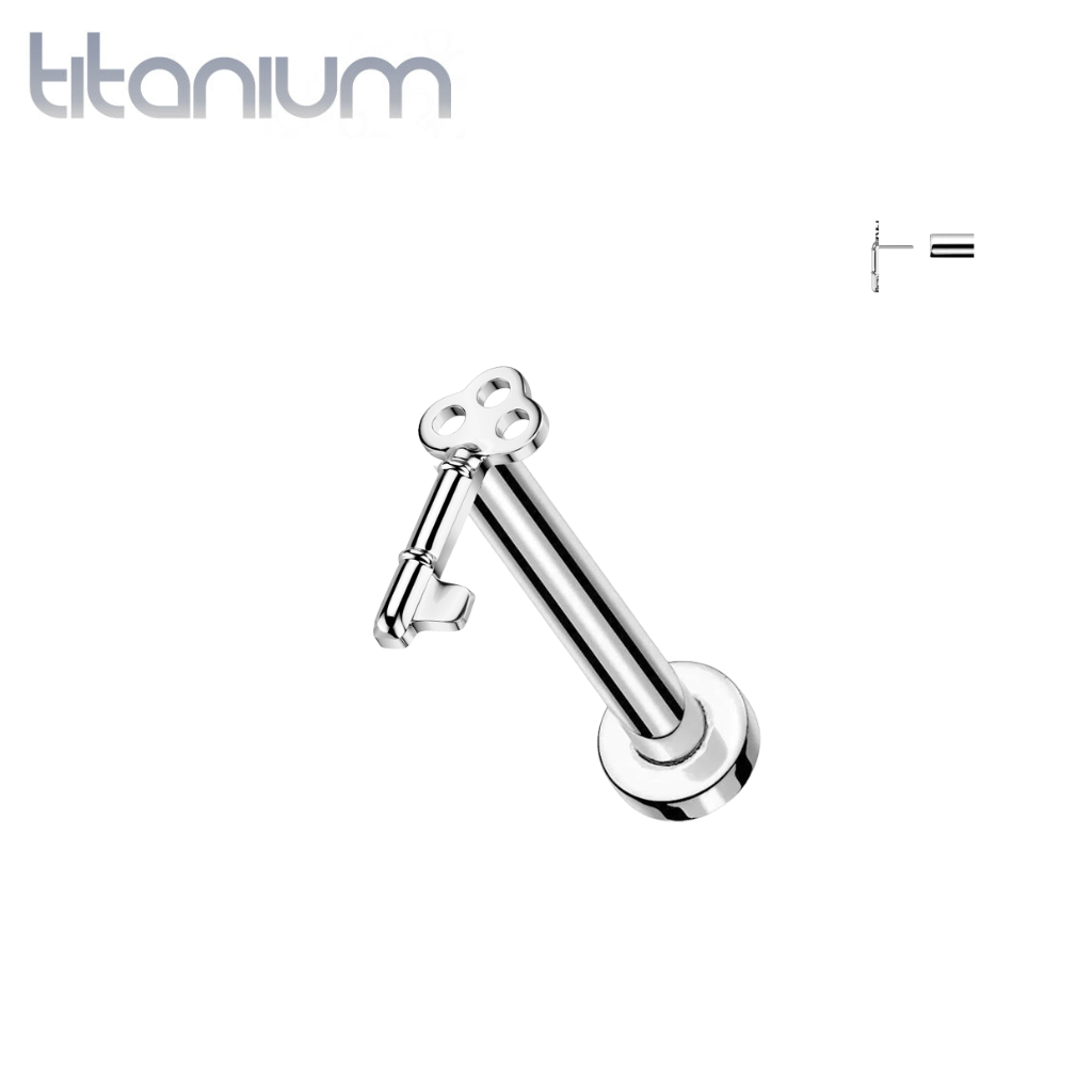 Threadless With Key Aircraft Implant Grade Titanium Key Push In Threadless Labret With Flat Back ...