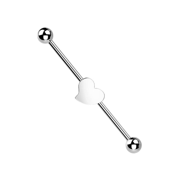 316L Surgical Steel Flat Fixed Heart Shape Industrial Barbell - Pierced Universe
