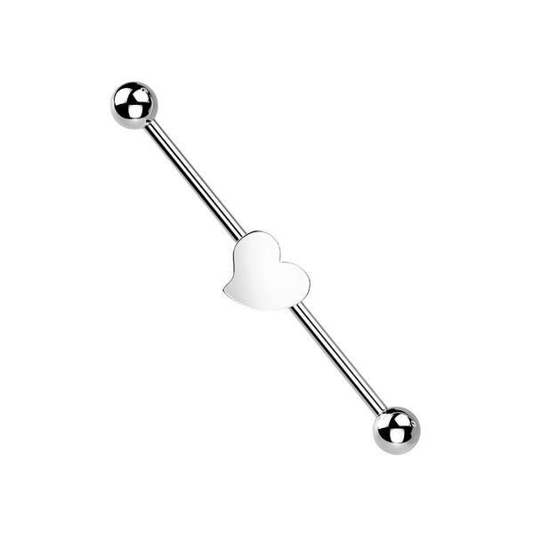 316L Surgical Steel Flat Fixed Heart Shape Industrial Barbell - Pierced Universe