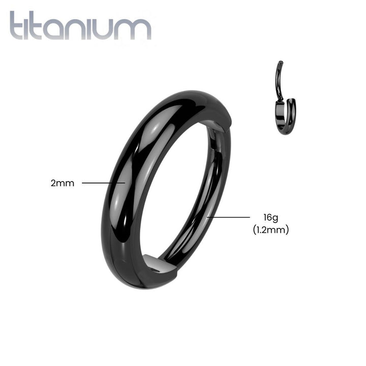 Implant Grade Titanium Black PVD Thick Hinged Helix Cartilage Clicker Hoop - Pierced Universe