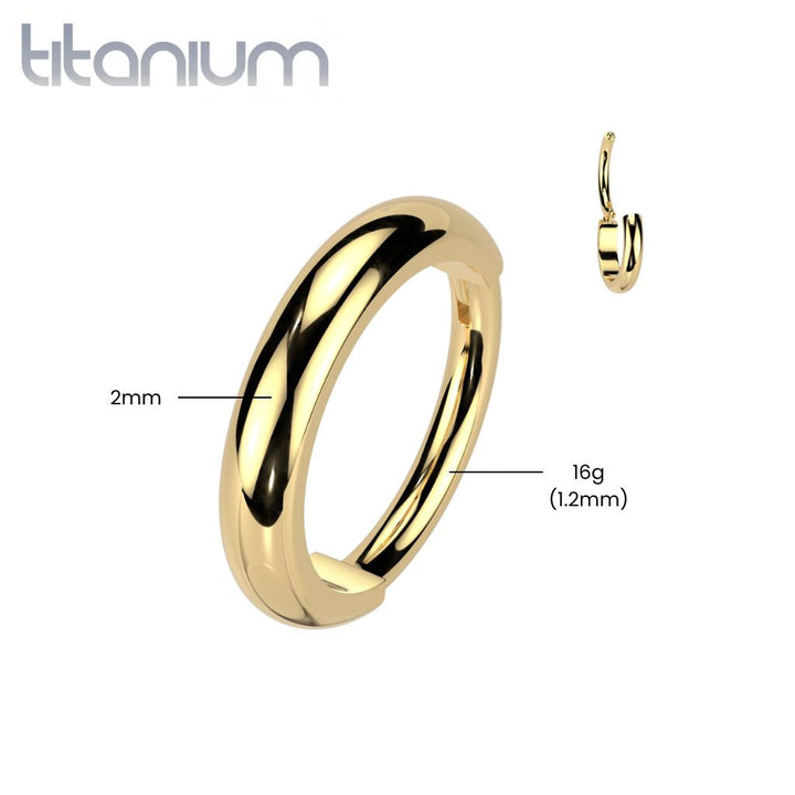 Implant Grade Titanium Gold PVD Thick Hinged Helix Cartilage Clicker Hoop - Pierced Universe