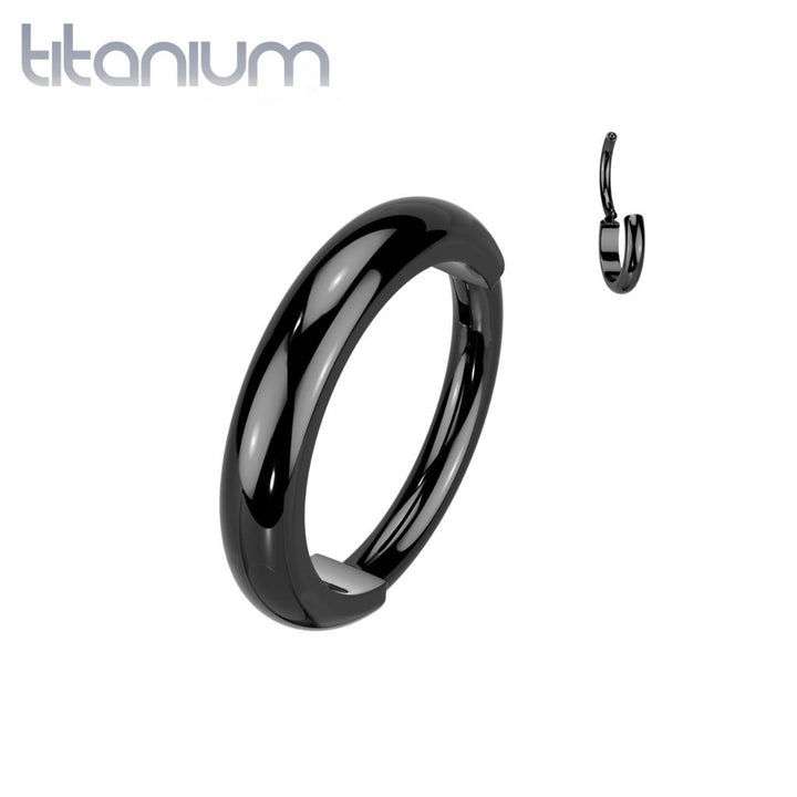Implant Grade Titanium Black PVD Thick Hinged Helix Cartilage Clicker Hoop - Pierced Universe