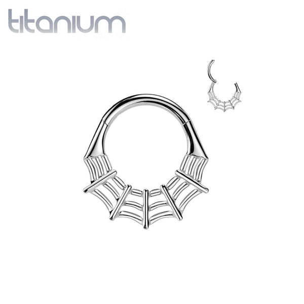 Implant Grade Titanium Spider Web Hinged Clicker Hoop - Pierced Universe