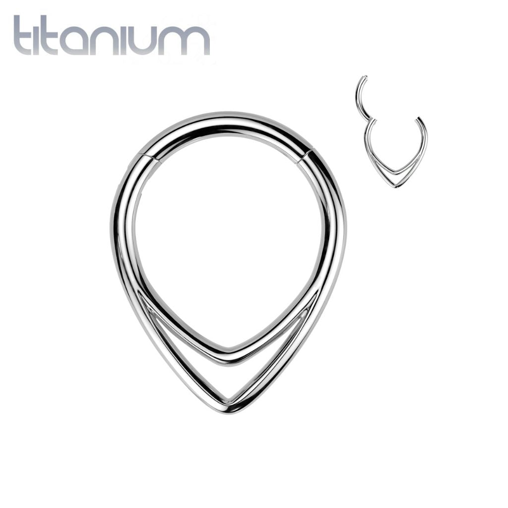 Implant Grade Titanium Double V Shaped Septum Ring Clicker Hoop