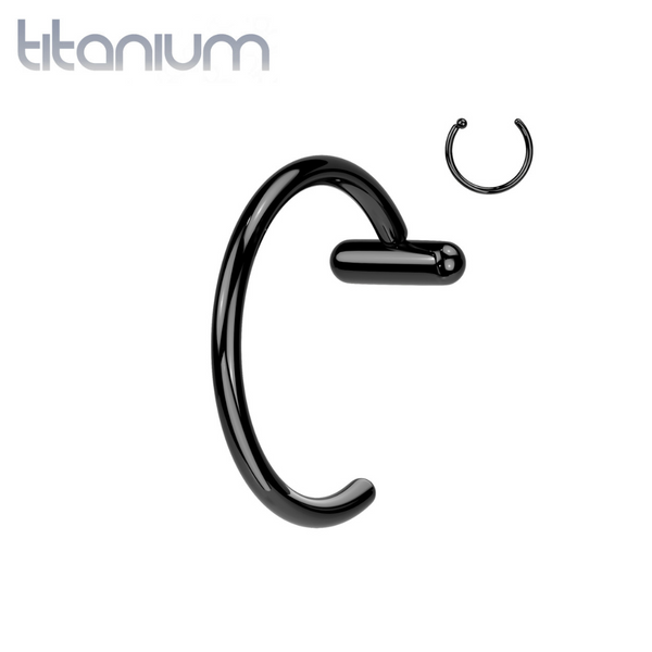 Implant Grade Titanium Black PVD Nose Hoop Ring With Bar Stopper