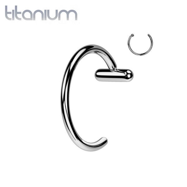 Implant Grade Titanium Nose Hoop Ring With Bar Stopper - Pierced Universe