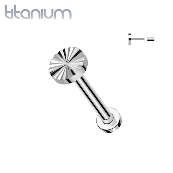 Implant Grade Titanium Ridged Circle Design Threadless Labret With Flat Back - Pierced Universe