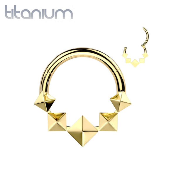 Implant Grade Titanium Pyramid Shaped Septum Hinged Clicker Hoop