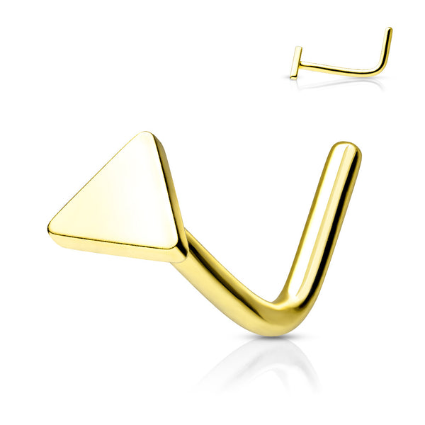 316L Surgical Steel Gold PVD Triangle L-Shape Nose Stud - Pierced Universe