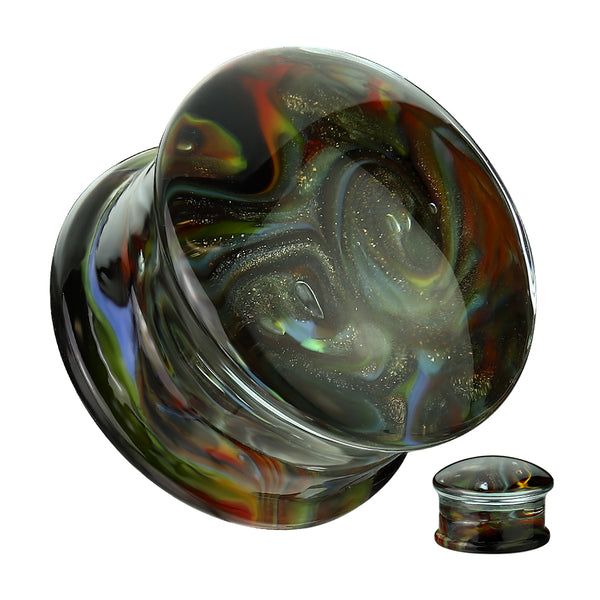 Rainbow Swirl Pyrex Glass Double Flared Plugs - Pierced Universe