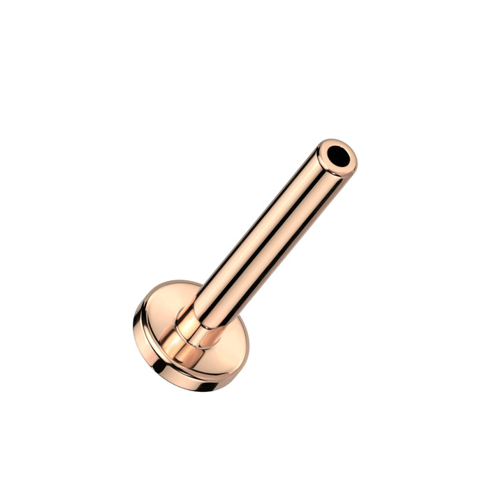 Implant Grade Titanium Rose Gold PVD Circle Disc Push In Threadless Labret With Flat Back - Pierced Universe