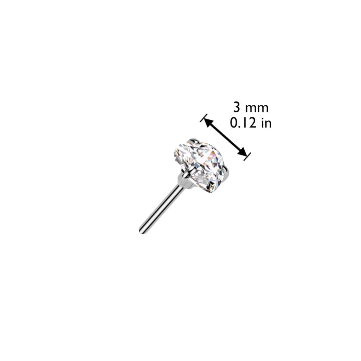 Implant Grade Titanium Threadless Push In Red CZ Heart Nose Ring With Flat Back - Pierced Universe
