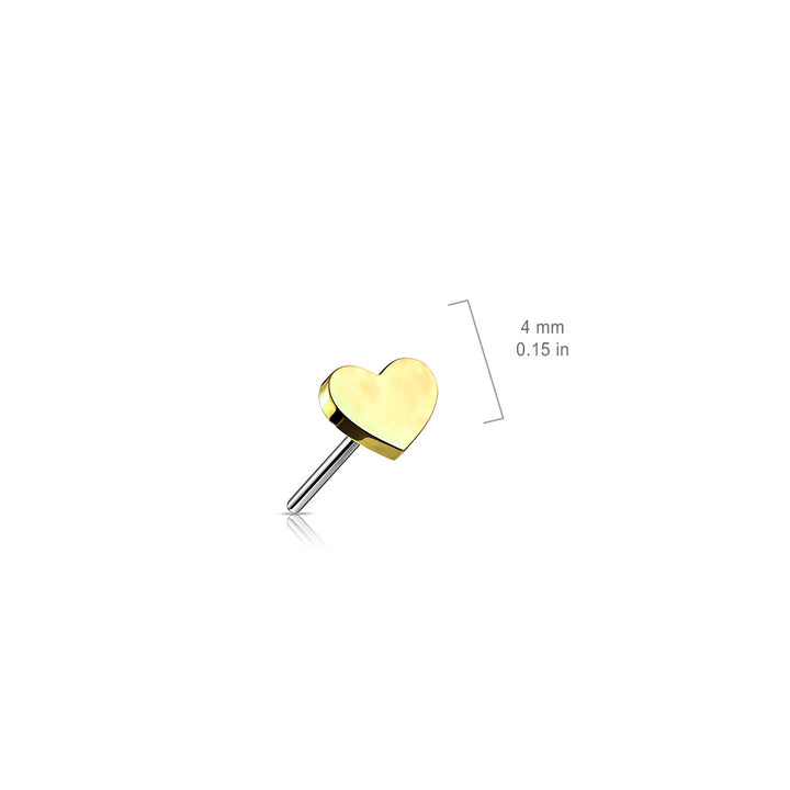 Implant Grade Titanium Threadless Push In Tragus/Cartilage Rose Gold PVD Heart Stud With Flat Back - Pierced Universe