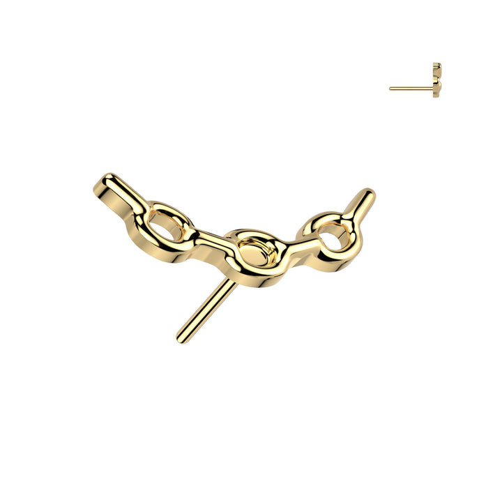 Implant Grade Titanium Gold PVD Curved Chain Link Push In Threadless Labret With Flat Back - Pierced Universe