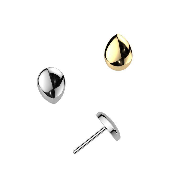 Implant Grade Titanium Gold PVD Minimal Teardrop Push In Threadless Labret With Flat Back - Pierced Universe