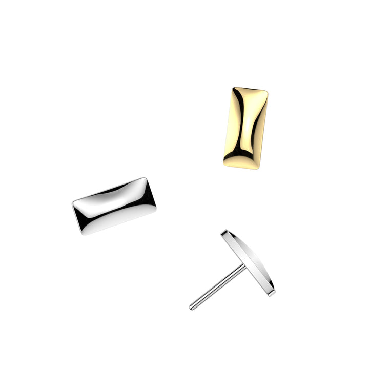 Implant Grade Titanium Gold PVD Minimal Rectangle Push In Threadless Labret With Flat Back - Pierced Universe