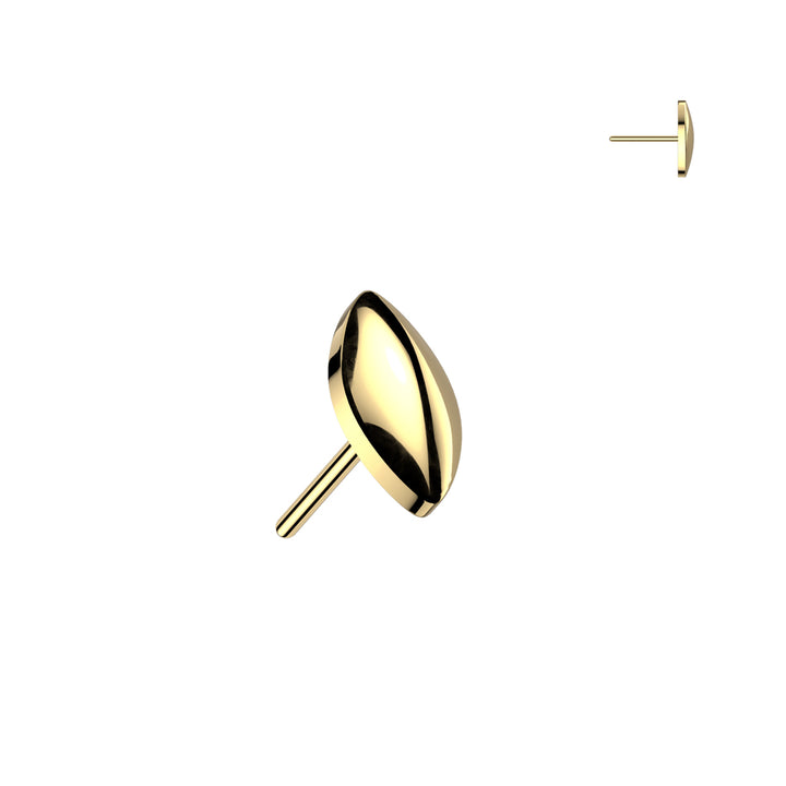 Implant Grade Titanium Gold PVD Minimal Marquise Push In Threadless Labret With Flat Back - Pierced Universe