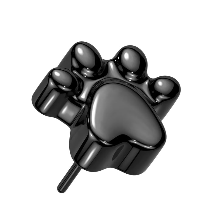 Implant Grade Titanium Black PVD Paw Print Push In Threadless Labret With Flat Back - Pierced Universe