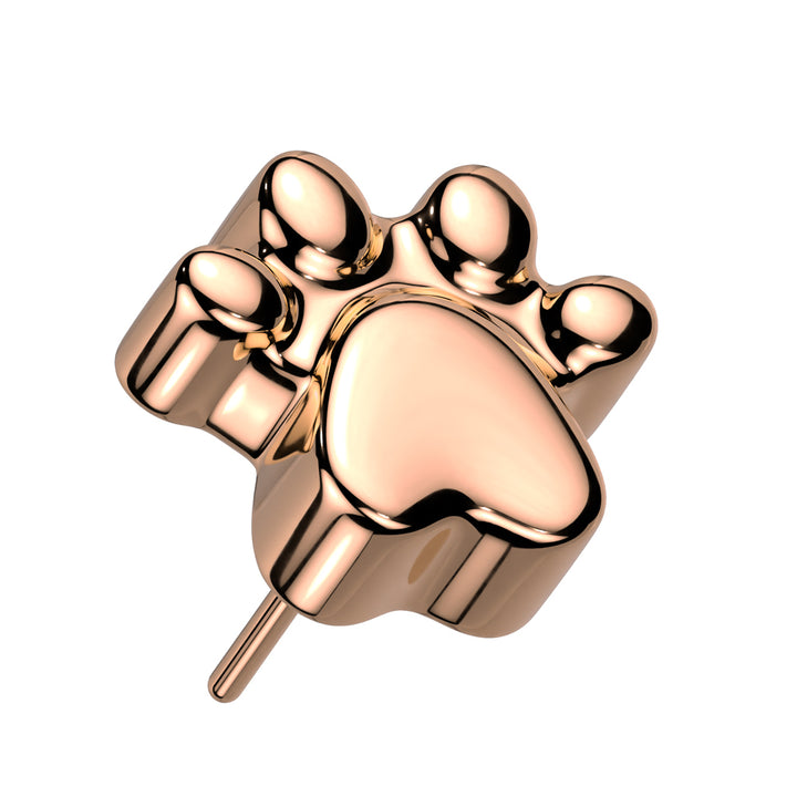Implant Grade Titanium Rose Gold PVD Paw Print Push In Threadless Labret With Flat Back - Pierced Universe