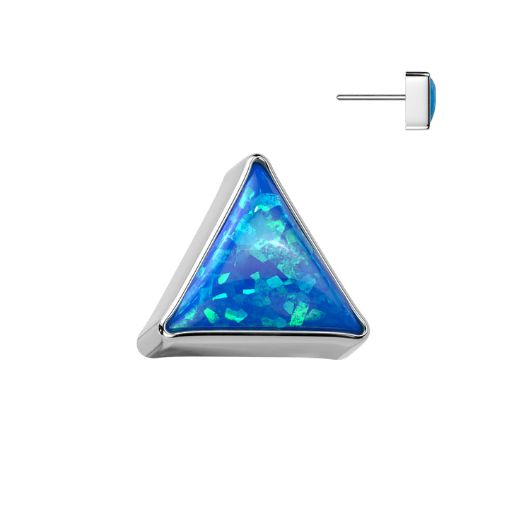 Implant Grade Titanium Blue Opal Triangle Threadless Push In Labret - Pierced Universe