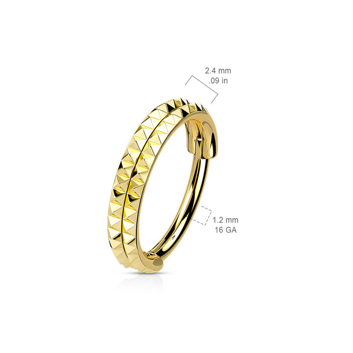 316L Surgical Steel Black PVD Pyramid Cut Hinged Clicker Hoop - Pierced Universe