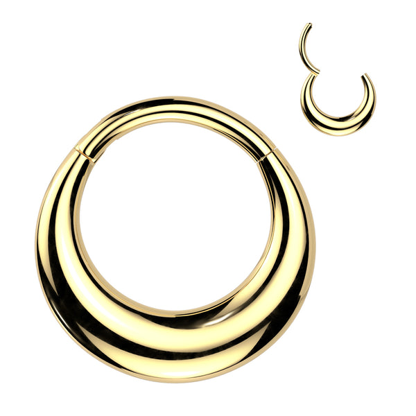 316L Surgical Steel Gold PVD  Thick Moon Hinged Clicker Hoop