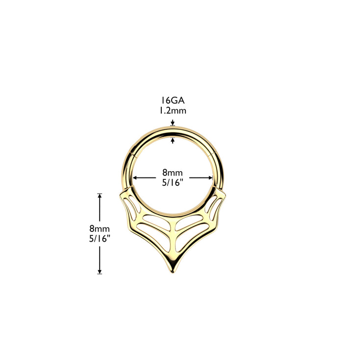 316L Surgical Steel Black PVD V Shaped Spider Web Spooky Hinged Clicker Hoop - Pierced Universe