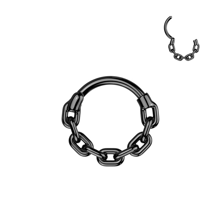 316L Surgical Steel Black PVD Thick Chain Link Hinged Clicker Hoop - Pierced Universe