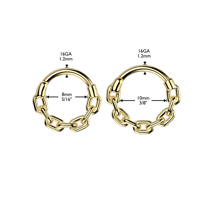 316L Surgical Steel Black PVD Thick Chain Link Hinged Clicker Hoop - Pierced Universe