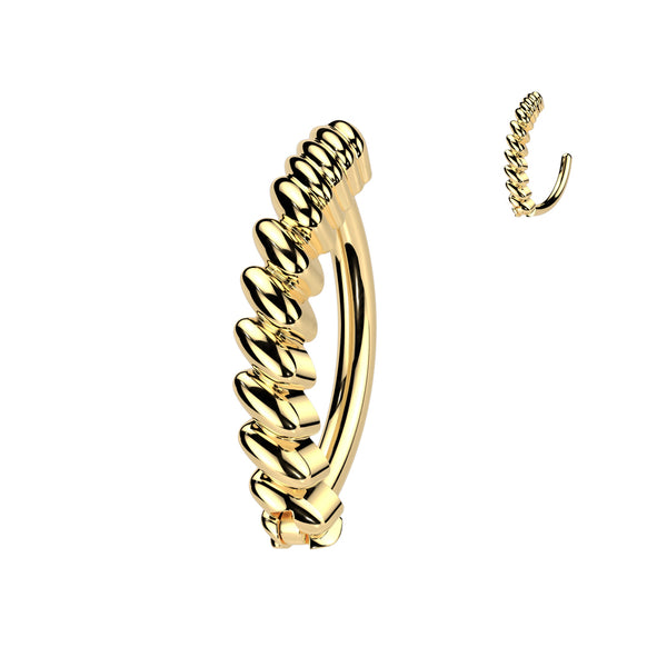 316L Surgical Steel Gold PVD Twisted Hinged Clicker Belly Ring - Pierced Universe