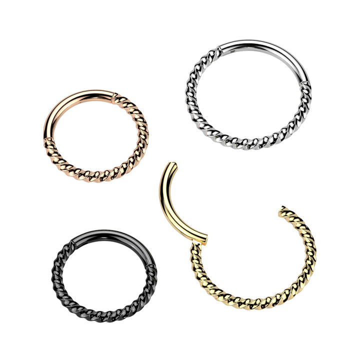 Implant Grade Titanium Braided Twisted Hinged Clicker Hoop - Pierced Universe