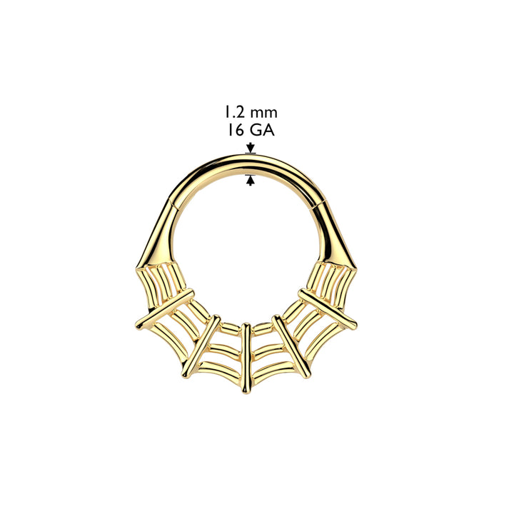 Implant Grade Titanium Black PVD Spider Web Hinged Clicker Hoop - Pierced Universe