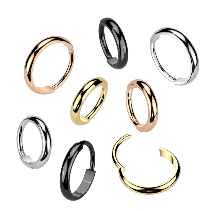Implant Grade Titanium Black PVD Thick Hinged Helix Cartilage Clicker Hoop - Pierced Universe