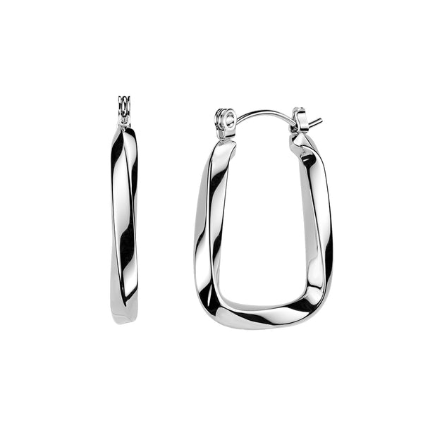 Pair of 316L Surgical Steel Twisted Large Hinged Hoop Earrings - Pierced Universe