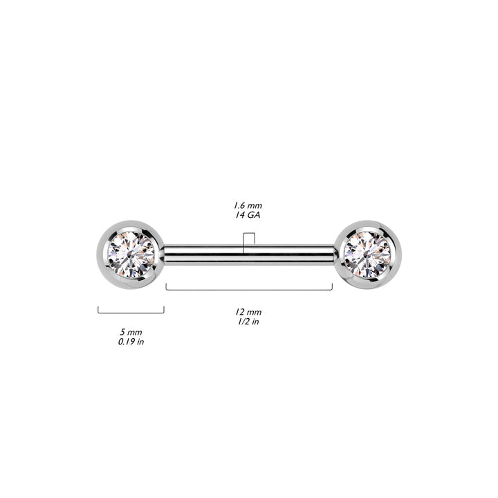 Titanium Internally Threaded Black PVD VM CZ Ball Gem Nipple Ring - Pierced Universe