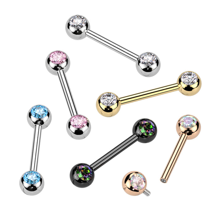 Titanium Internally Threaded Black PVD VM CZ Ball Gem Nipple Ring - Pierced Universe