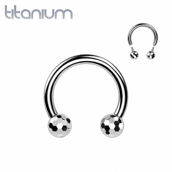 Implant Grade Titanium Faceted Glitter Ball Internally Threaded Horseshoe - Pierced Universe