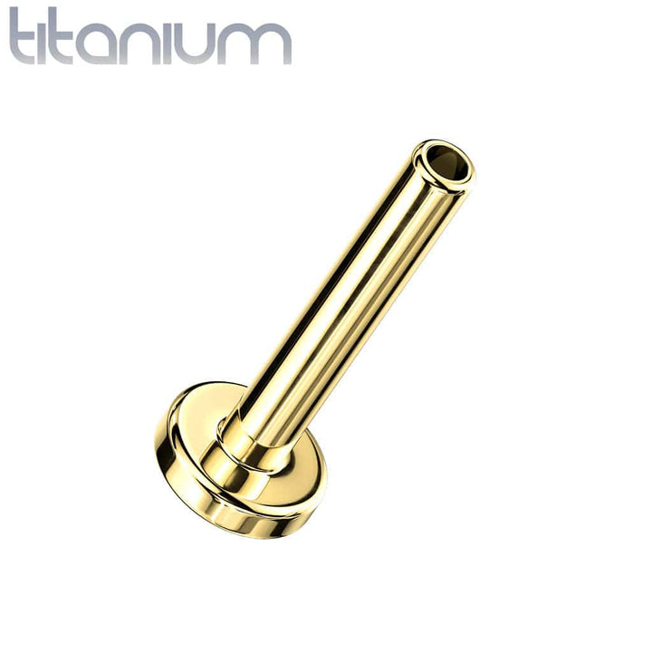 Implant Grade Titanium Threadless Push In Gold PVD Nose Ring Bezel White CZ Stud with Flat Back - Pierced Universe