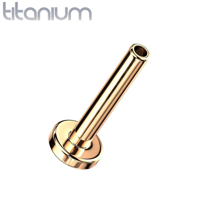 Implant Grade Titanium Threadless Push In Rose Gold PVD Nose Ring Bezel White CZ Stud with Flat Back - Pierced Universe