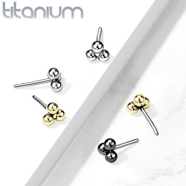 Implant Grade Titanium Threadless Push In Tragus/Cartilage Rose Gold PVD Trillium Stud With Flat Back - Pierced Universe