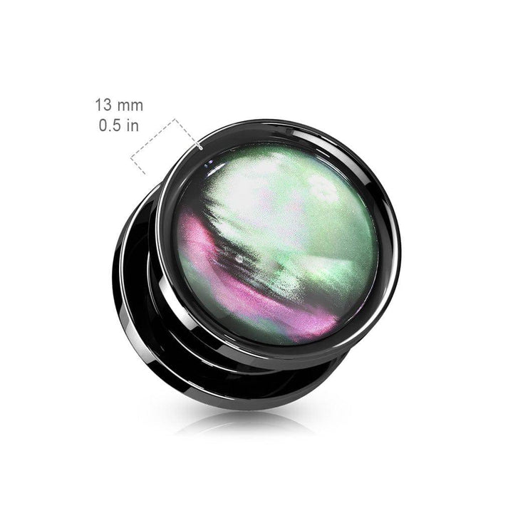 316L Surgical Steel Black PVD Multi-Colour Shell Center Screw On Plugs - Pierced Universe