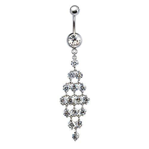 316L Surgical Steel Diamond Chandelier Dangle Belly Ring - Pierced Universe