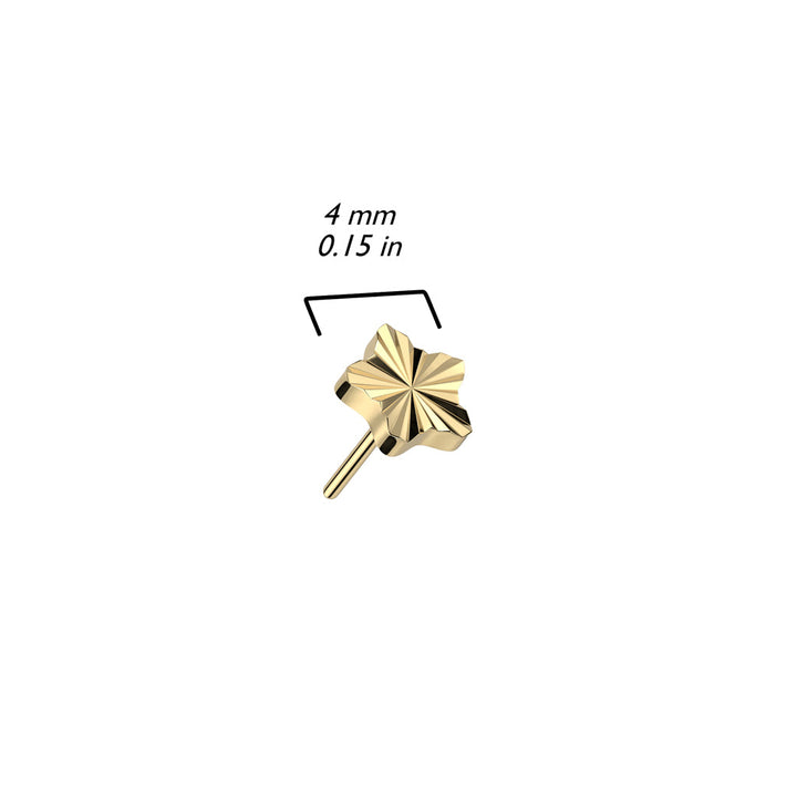 Pair of Implant Grade Titanium Gold PVD Dainty Ridged Star Threadless Push In Earrings With Flat Back - Pierced Universe