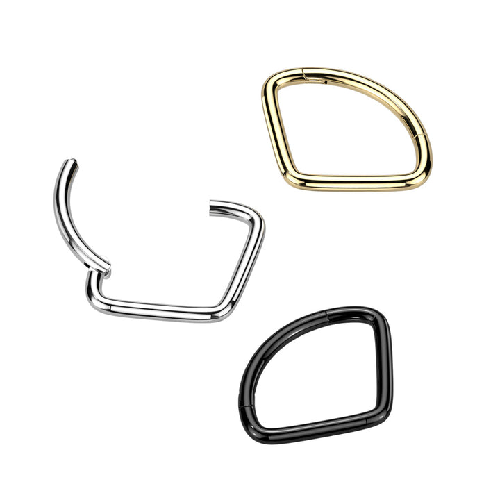 Implant Grade Titanium Gold PVD Wide V Shape Hinged Septum Clicker Hoop - Pierced Universe