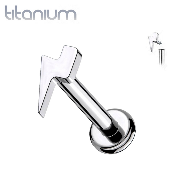 Internally Threaded Small Lightning Bolt Implant Grade Titanium Labret - Pierced Universe