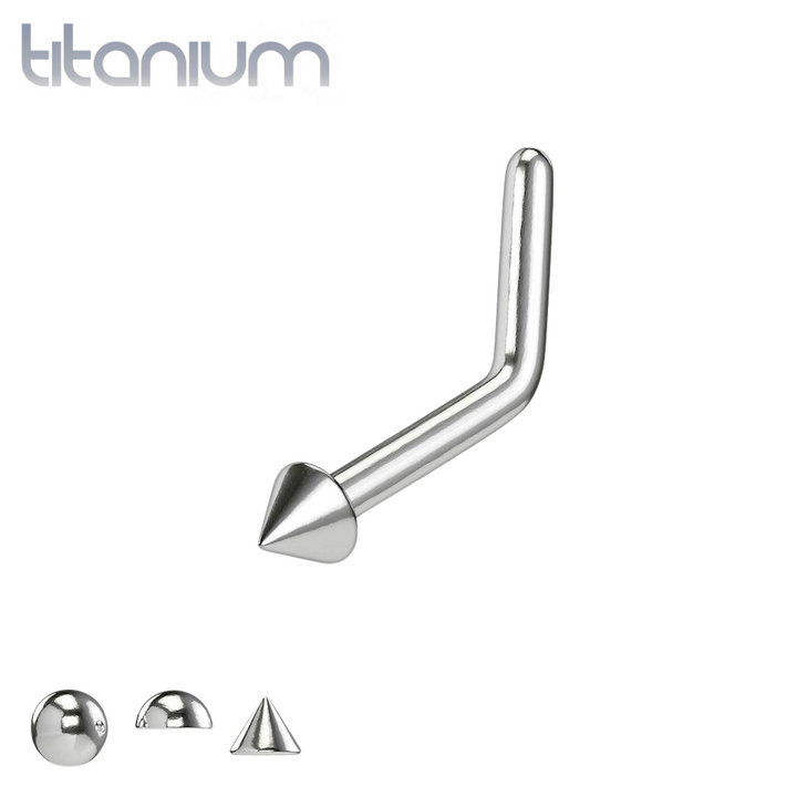 Implant Grade Titanium L Shape Ball, Spike, Dome Nose Stud - Pierced Universe