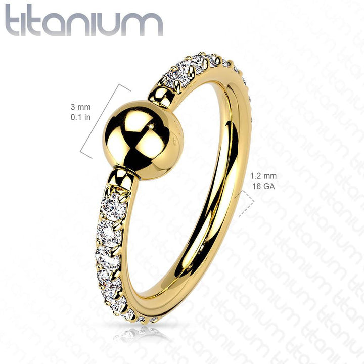 Implant Grade Titanium Rose Gold PVD White CZ Pave CBR Hoop Ring - Pierced Universe