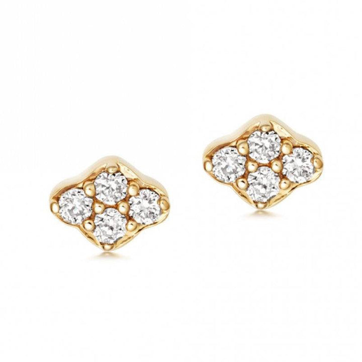 Pair of 925 Sterling Silver Gold PVD Small Diamond Shaped White CZ Gem Minimal Earrings - Pierced Universe